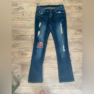 Patchwork bootcut jeans